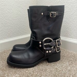 Miu Miu Leather Buckle Boot